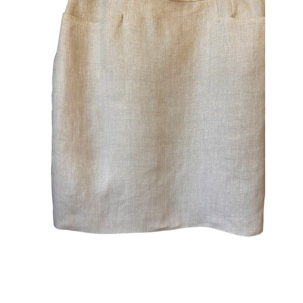 Talbots Womens 100% Irish Linen Beige Fully Lined Pencil Skirt Front Pockets 14P - Picture 4 of 12